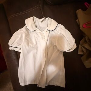 Classic White Kids Shirt with Blue Trim